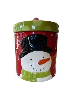 Clay Art Snowman Christmas Cookie Jar